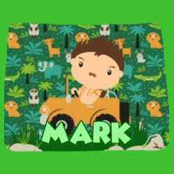 Full Background Design Cute Animals in the Jungle, Cute LIittle Boy in the Car Clipart w/ Changeable Name Kiddie Bag Design
