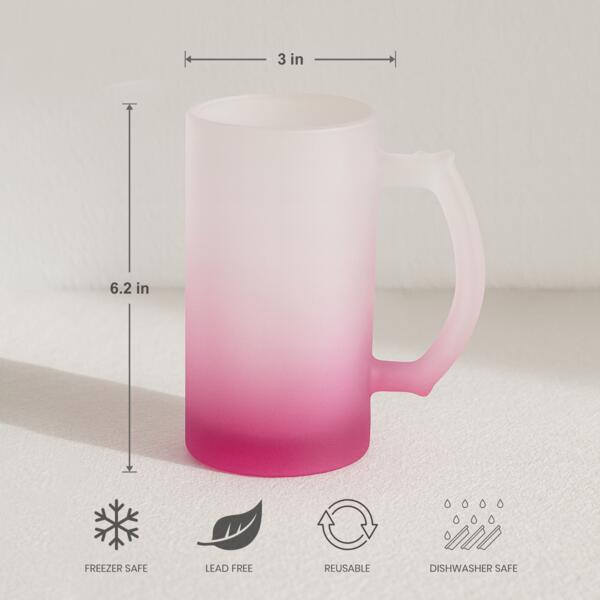 16oz Frosted Glass Beer Mug with Gradient Color Thumbnail