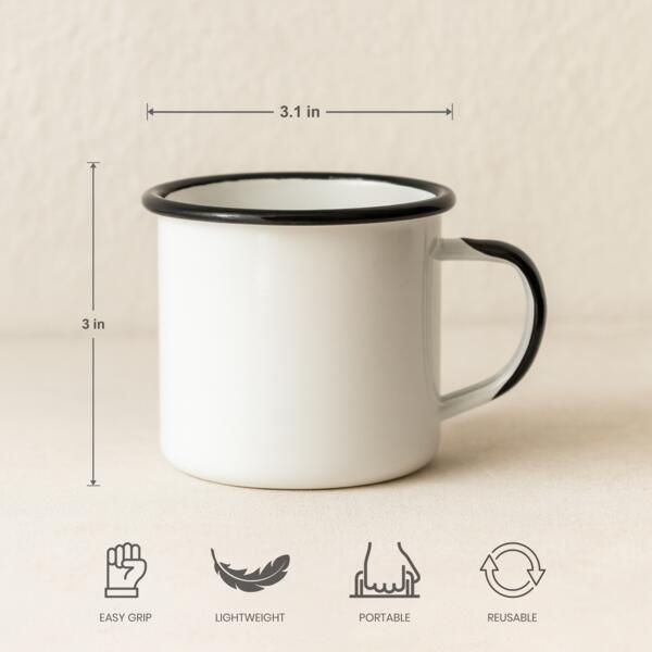 12oz Enamel Cup with Colored Rim and Handle Thumbnail