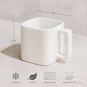 11oz Square Ceramic White Mug Thumbnail