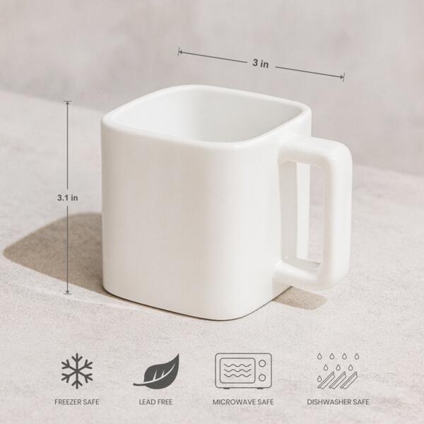11oz Square Ceramic White Mug Thumbnail