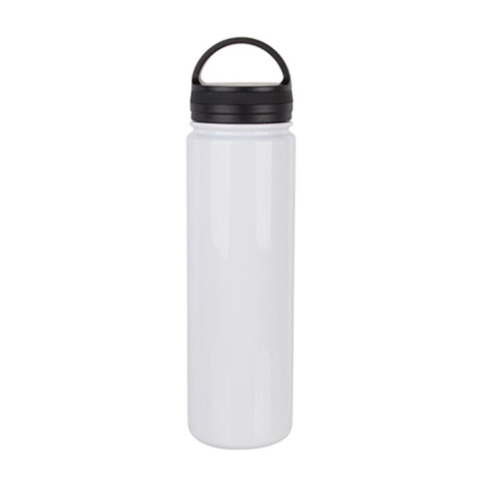 25oz Stainless Steel Flask with Portable Lid (White) Thumbnail