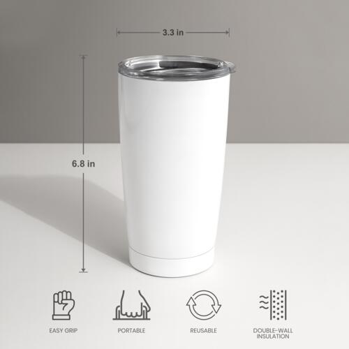 20oz Stainless Steel Tumbler (White) Thumbnail