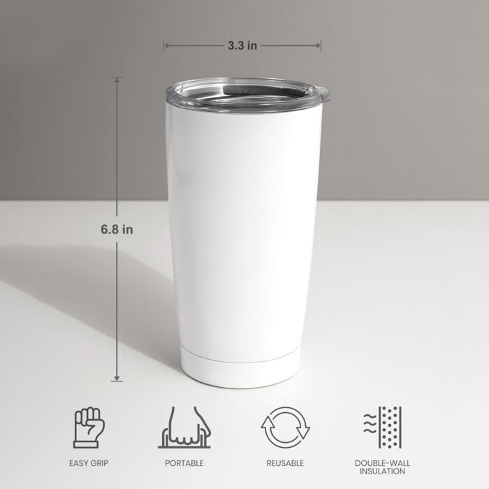 20oz Stainless Steel Tumbler (White) Thumbnail