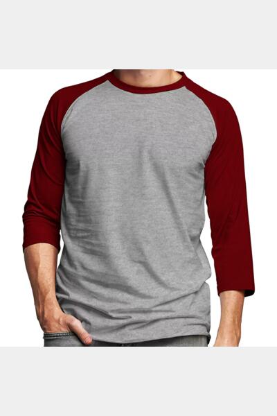Raglan 3/4 Roundneck Shirt (Gray Body) Thumbnail