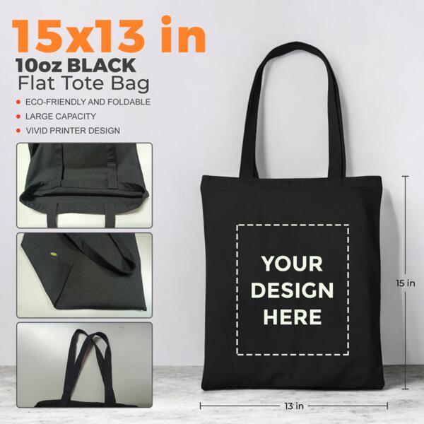 Flat Tote Bag (Black) Thumbnail