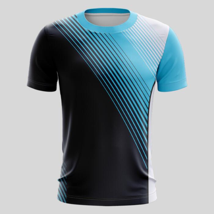 Blue Linear Gradient Full Print Roundneck Shirt Thumbnail