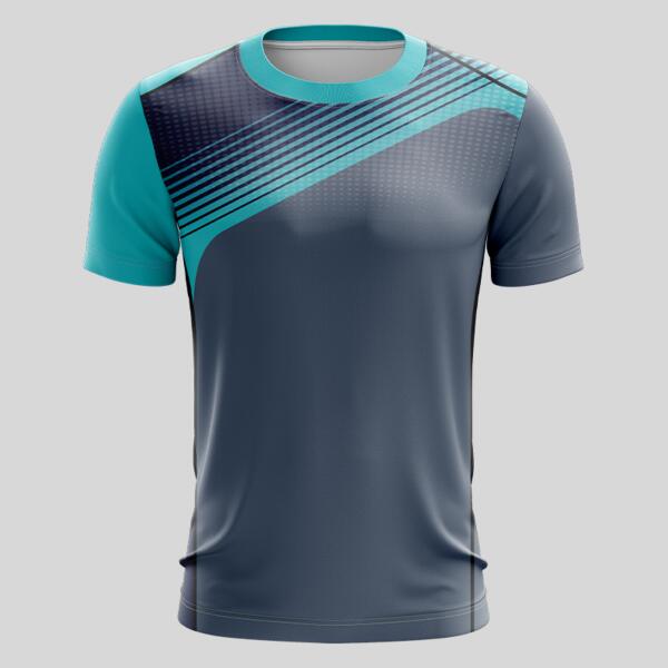 Blue Green Linear Gradient Full Print Roundneck Shirt Thumbnail