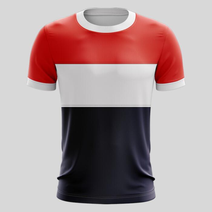 Orange Tricolor Pattern Full Print Roundneck Shirt Thumbnail