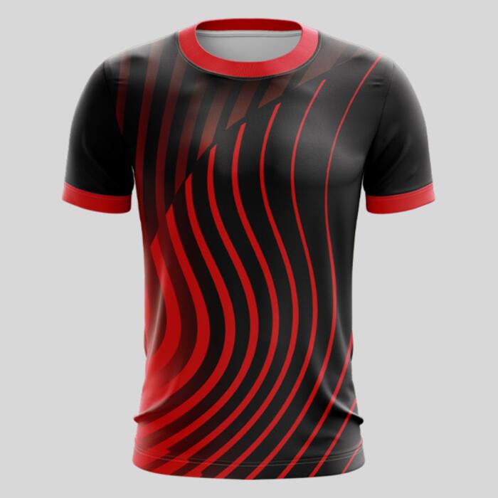 Red Linear Pattern Full Print Roundneck Shirt Thumbnail