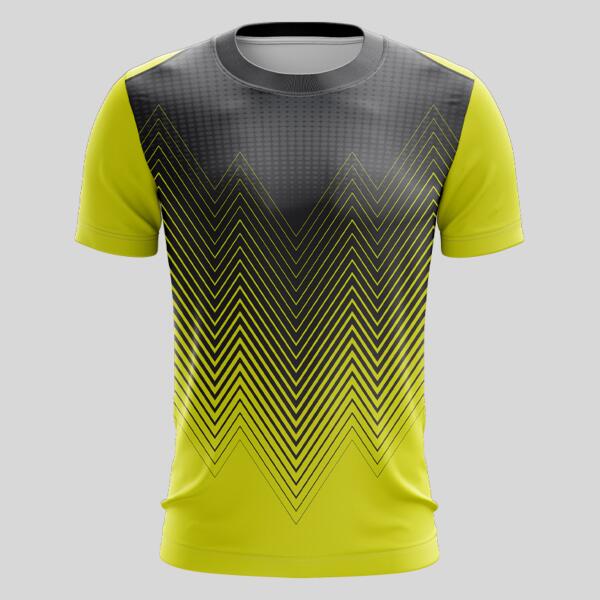 Yellow Linear Pattern Gradient Full Print Roundneck Shirt Thumbnail