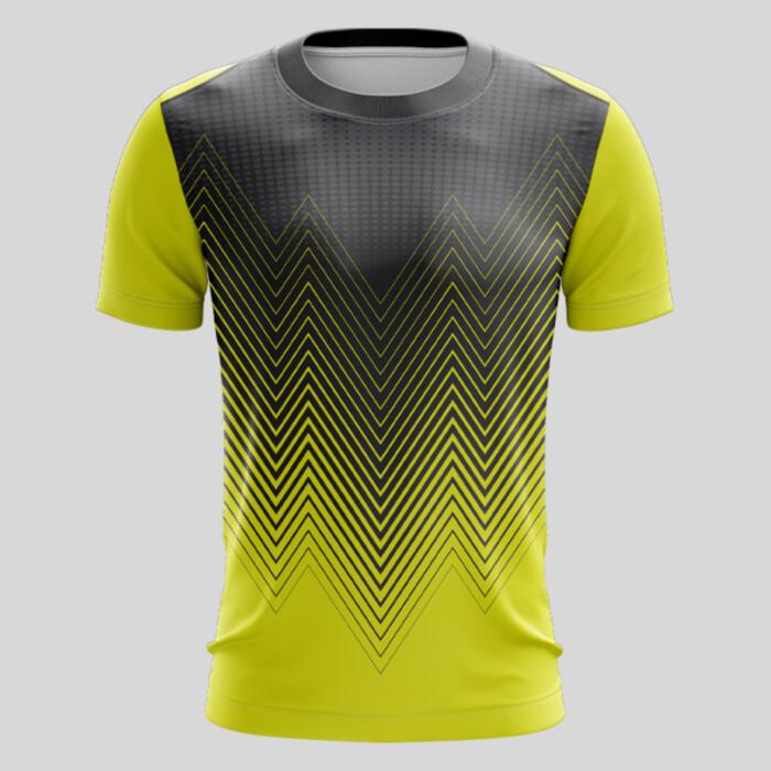 Yellow Linear Pattern Gradient Full Print Roundneck Shirt Thumbnail