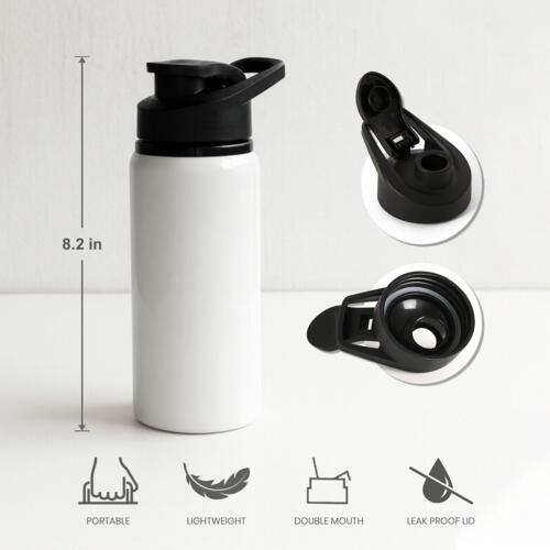 600ml Aluminun Bottle with Black Portable Lid Thumbnail