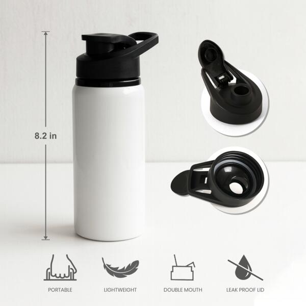 600ml Aluminun Bottle with Black Portable Lid Thumbnail