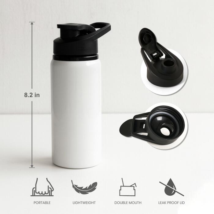 600ml Aluminun Bottle with Black Portable Lid Thumbnail