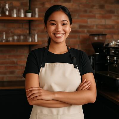 Linen Adults Apron with Black Edge and Strip - 84*64cm Thumbnail