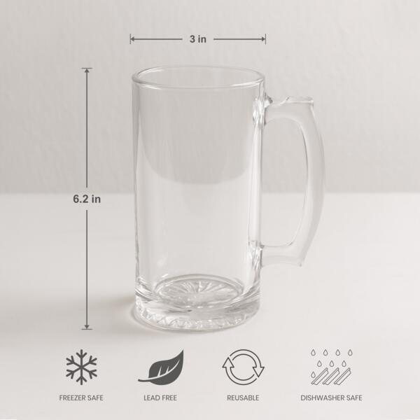 16oz Clear Glass Beer Mug Thumbnail