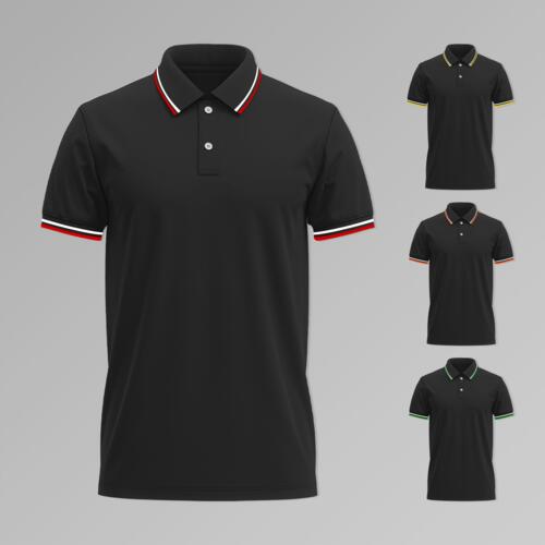 2 Tone Polo Shirt - Black Body (Mens) Thumbnail
