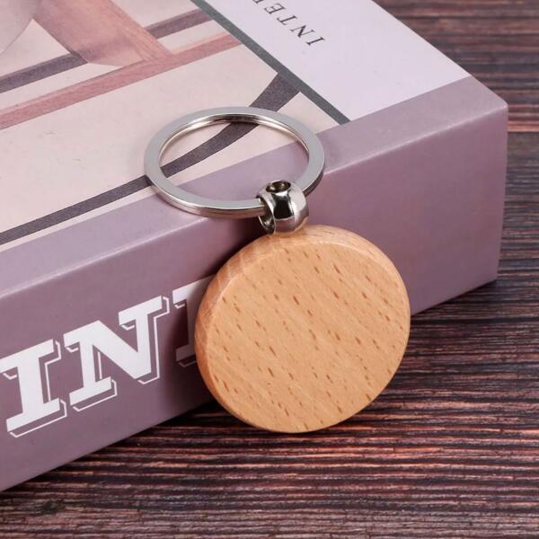 Wooden Round Keychain Thumbnail