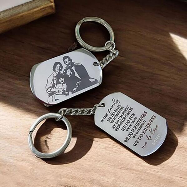 Engraving Dog Tag Stainless Keychain Thumbnail
