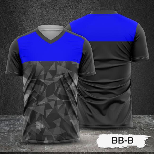 Blue and Black with Geometric Design Full Sublimation Shirt Thumbnail