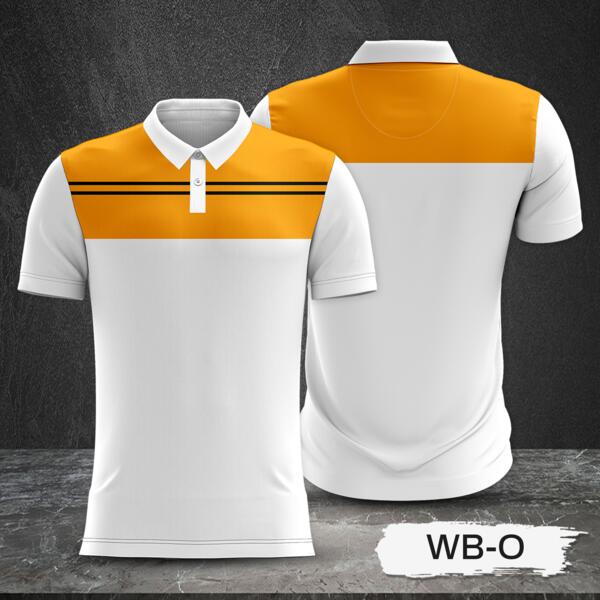 Orange and White Combination Full Sublimation Polo Shirt Thumbnail