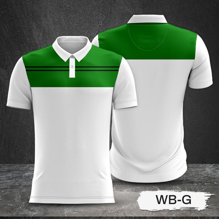 Green and White Combination Full Sublimation Polo Shirt Thumbnail