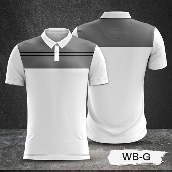 Gray and White Combination Full Sublimation Polo Shirt Thumbnail