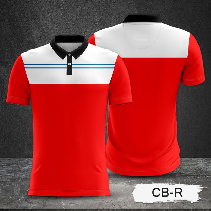White and Red Combination Full Sublimation Polo Shirt Thumbnail