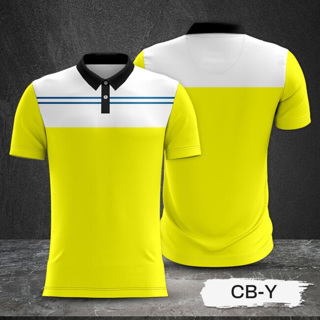 White and Yellow Combination Full Sublimation Polo Shirt Thumbnail