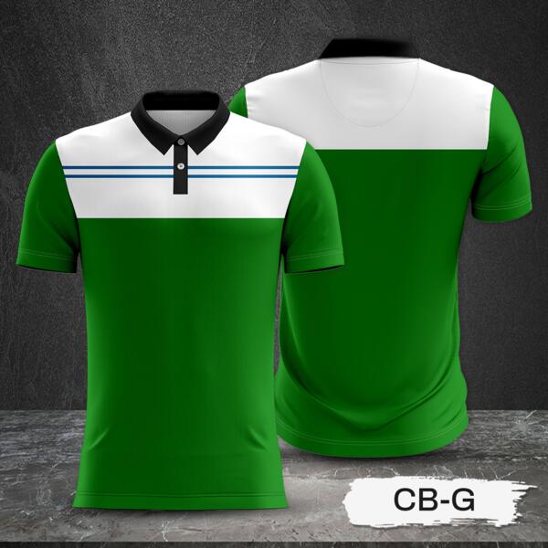 White and Green Combination Full Sublimation Polo Shirt Thumbnail