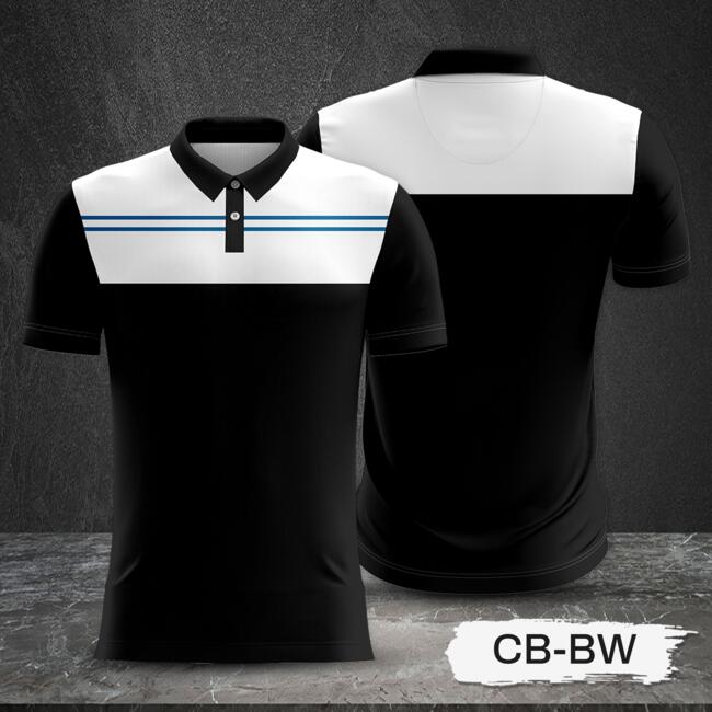 White and Black Combination Full Sublimation Polo Shirt Thumbnail