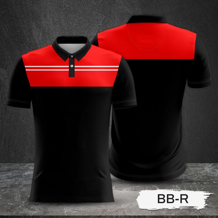 Red and Black Combination Full Sublimation Polo Shirt Thumbnail