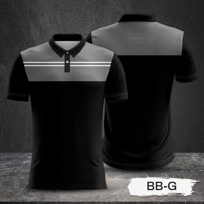 Gray and Black Combination Full Sublimation Polo Shirt Thumbnail