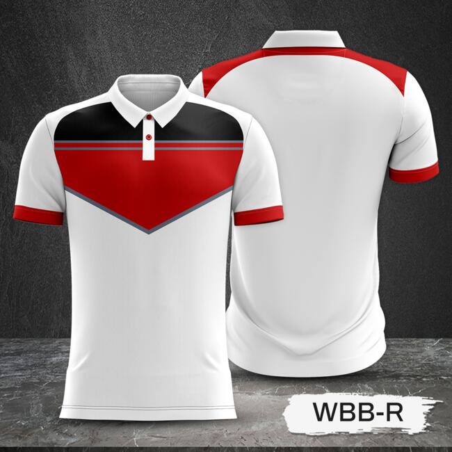Tricolor Combination with Black Top and White Body Design Full Sublimation Polo Shirt Thumbnail