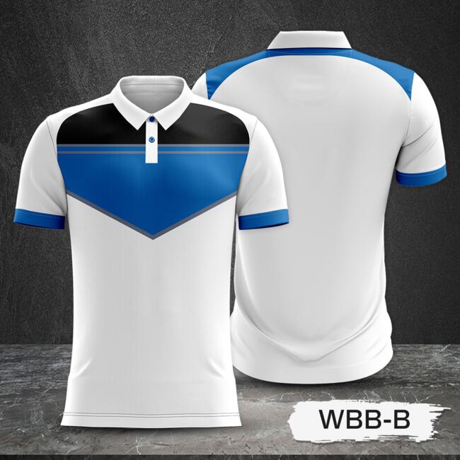 Tricolor Combination with Black Top and White Body Design Full Sublimation Polo Shirt Thumbnail