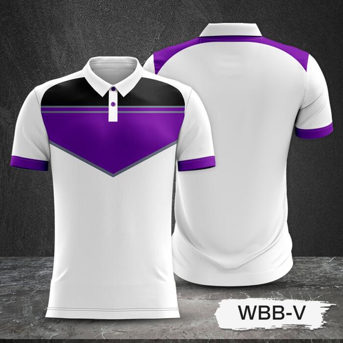 Tricolor Combination with Black Top and White Body Design Full Sublimation Polo Shirt Thumbnail