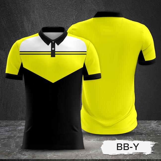 Tricolor Combination with White Top and Black Body Design Full Sublimation Polo Shirt Thumbnail