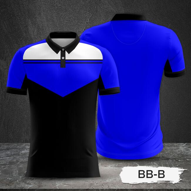 Tricolor Combination with White Top and Black Body Design Full Sublimation Polo Shirt Thumbnail