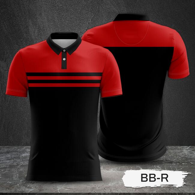 2 Color Combination with Colored Top and Black Body Full Print Sublimation Polo Shirt Thumbnail