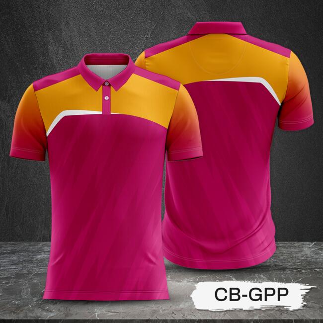 2 Color Combination with Texture Design and Gradient Sleeve Full Print Sublimation Polo Shirt Thumbnail