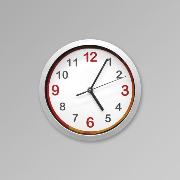 9" Silver Round Wall Clock Thumbnail