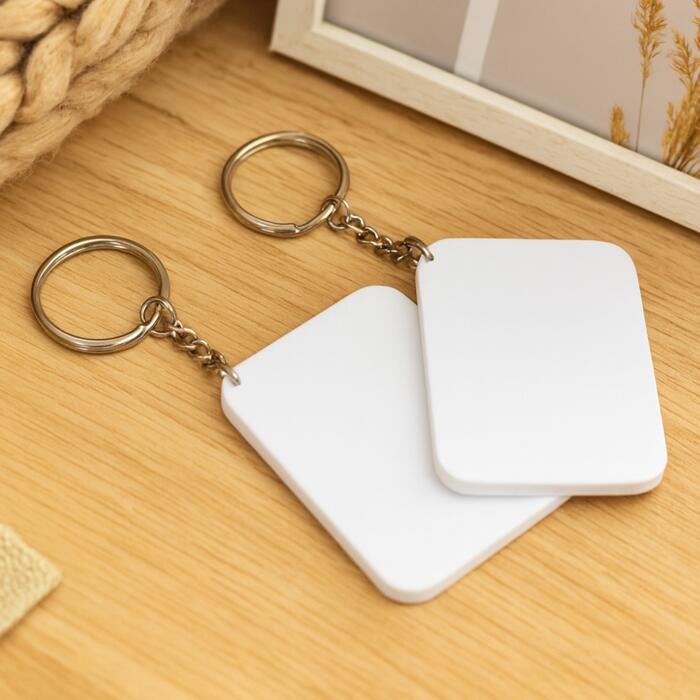 Polymer Rectangle Keychain White Thumbnail