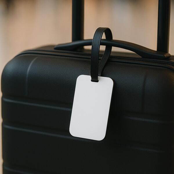 Polymer Luggage Tag Rounded Rectangle Black and White Thumbnail