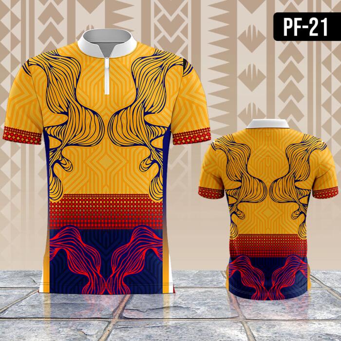 Wavy Lines Design with Batik Design Background Full Print Sublimation Thumbnail