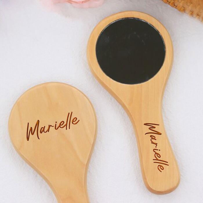 Engrave Wooden Mirror with Handle Thumbnail