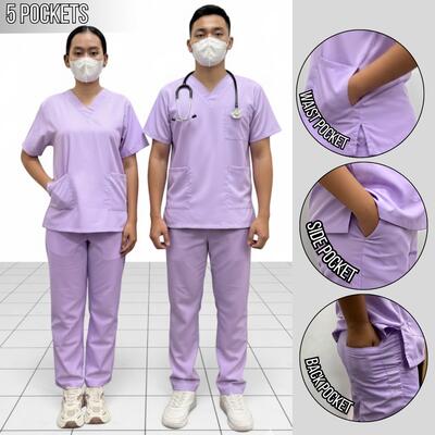 Scrubsuit Set V-Neck Plain 5-Pocket Design (Unisex) Thumbnail