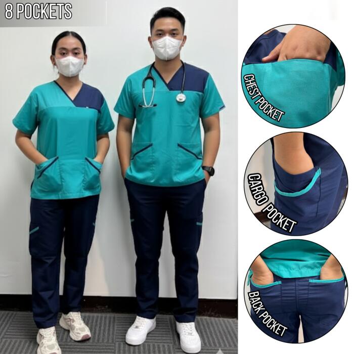 Jersey Style Overlap Scrub Suit 2 Color Combination Thumbnail