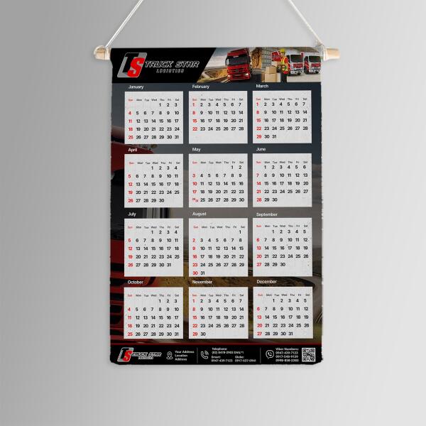 Wooden Dowel Fabric Roll Calendar Thumbnail