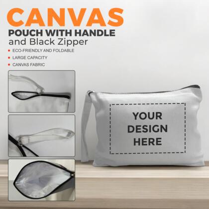 Canvas Pouch with Handle and Zipper Thumbnail